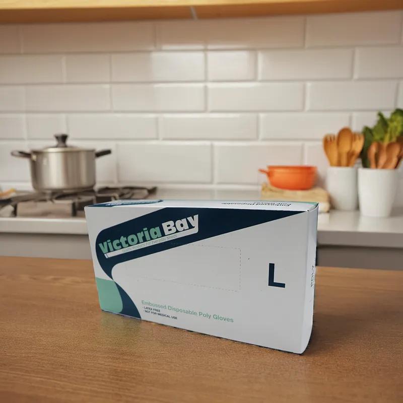 Victoria Bay Gloves Large (LG) Clear Heavy Duty HDPE Powder-Free Poly 500 Count/Pack 10 Packs/Case 5000 Count/Case