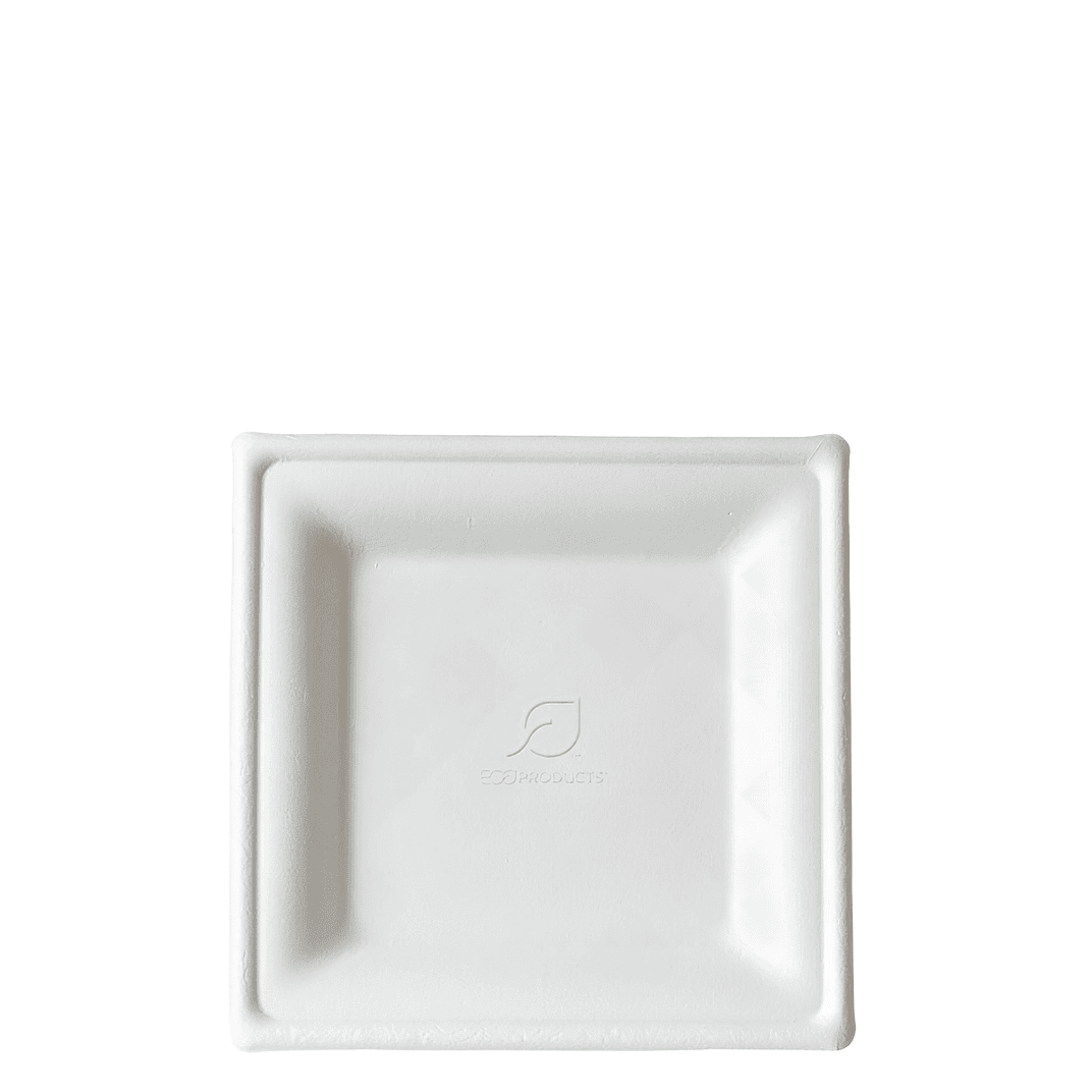 Plate 6X6X1 IN Sugarcane White Square 500/Case