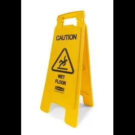 Wet Floor Caution Sign 26X11 IN Yellow Plastic 2-Sided 1/Each