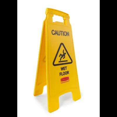Wet Floor Sign Caution Sign 1.5X11X26 IN Yellow Black Plastic 2-Sided 1/Each