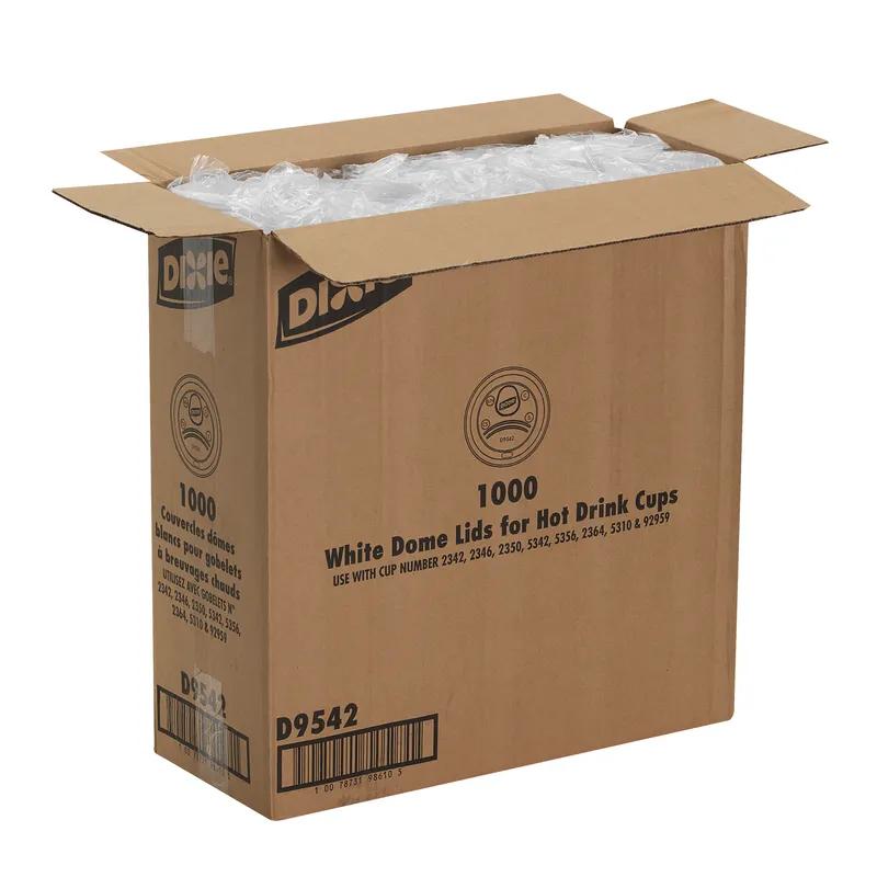 Dixie® Lid Dome Plastic White For 16-20 OZ Hot Cup Sip Through Identification 1000/Case