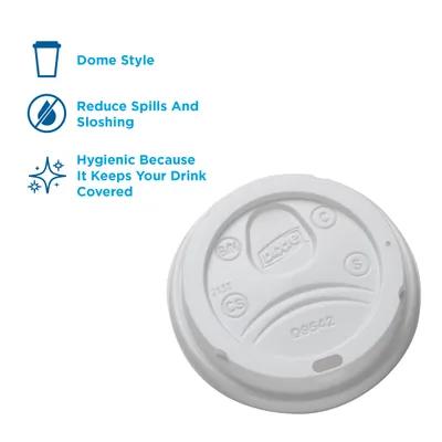Dixie® Lid Dome Plastic White For 10-20 OZ Hot Cup Sip Through Identification 1000/Case