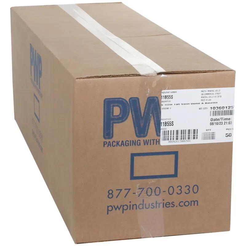 Cake Container & Lid Combo With High Dome Lid 11.25X5.5 IN PET Clear Black Round Swirl 50/Case