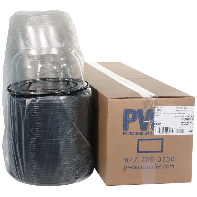 Cake Container & Lid Combo With High Dome Lid 11.25X5.5 IN PET Clear Black Round Swirl 50/Case