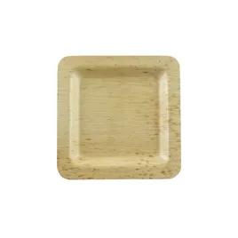 Plate 4.7X4.7 IN Bamboo Leaf Natural Square Double Layer 10 Count/Pack 10 Packs/Case 100 Count/Case
