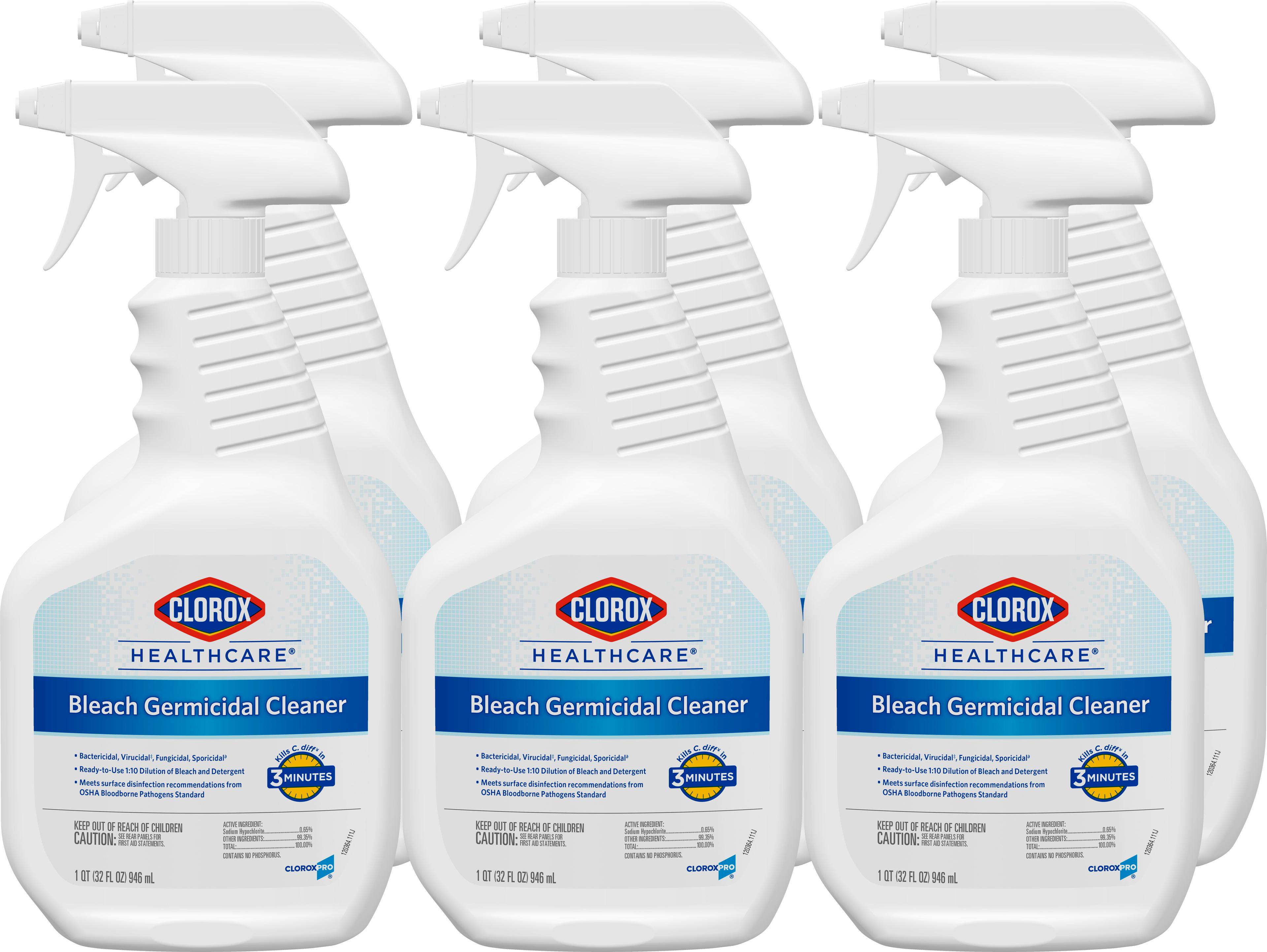 Clorox Healthcare® Bleach Germicidal Unscented One-Step Disinfectant Deodorizer 32 FLOZ Multi Surface RTU 6/Case