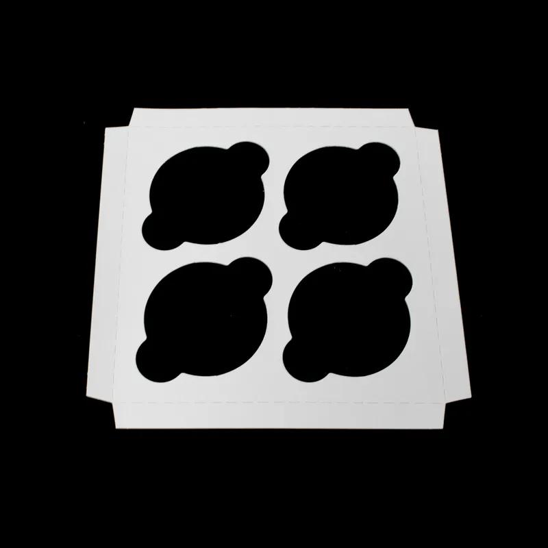 Cupcake Insert Jumbo 7.9375X7.9375X0.625 IN 4 Compartment Cardboard White Kraft 100/Case