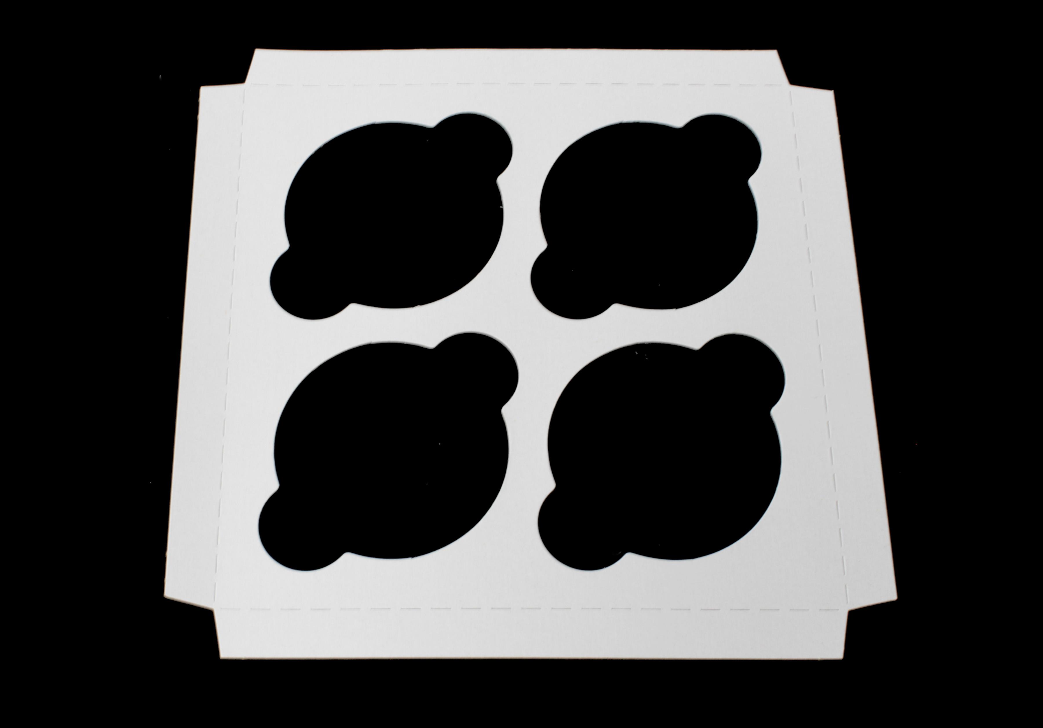 Cupcake Insert Jumbo 7.9375X7.9375X0.625 IN 4 Compartment Cardboard White Kraft 100/Case