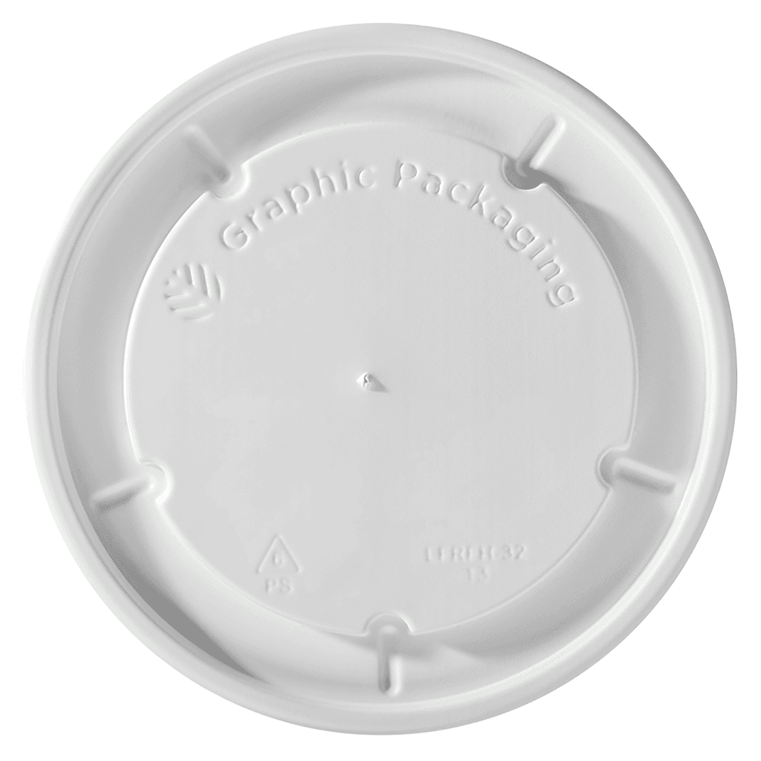 Lid Flat PS White For 16-24-32 OZ Squat Container Unhinged 500/Case