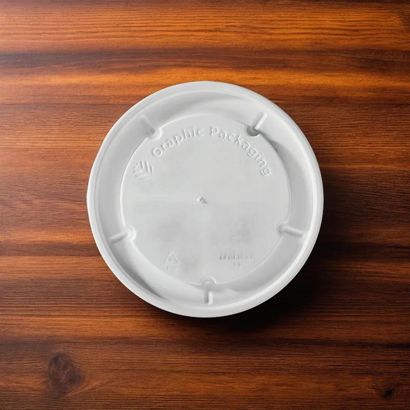 Lid Flat PS White For 16-24-32 OZ Squat Container Unhinged 500/Case