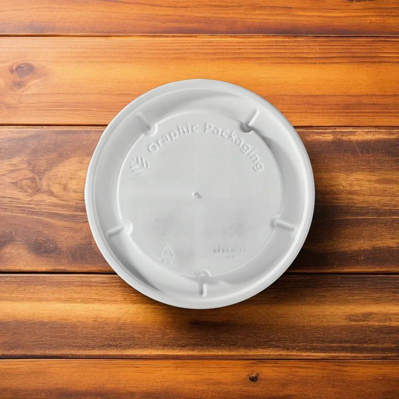 Lid Flat PS White For 16-24-32 OZ Squat Container Unhinged 500/Case