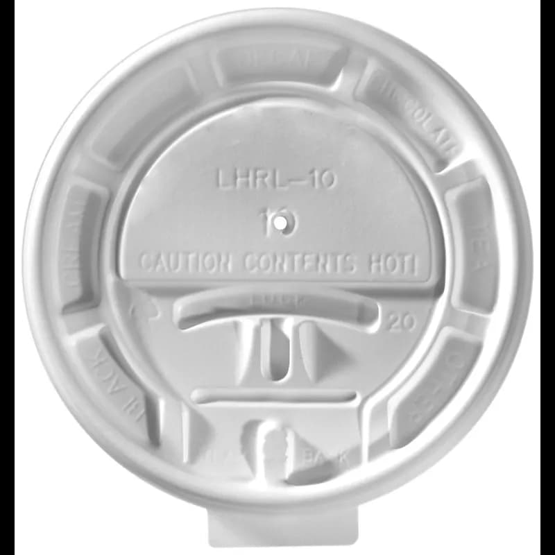 Lid Flat PS White For 10 OZ Hot Cup With Hole Lock Tab Tear Tab 1000/Case