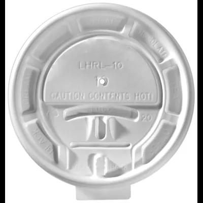 Lid Flat PS White For 10 OZ Hot Cup With Hole Lock Tab Tear Tab 1000/Case