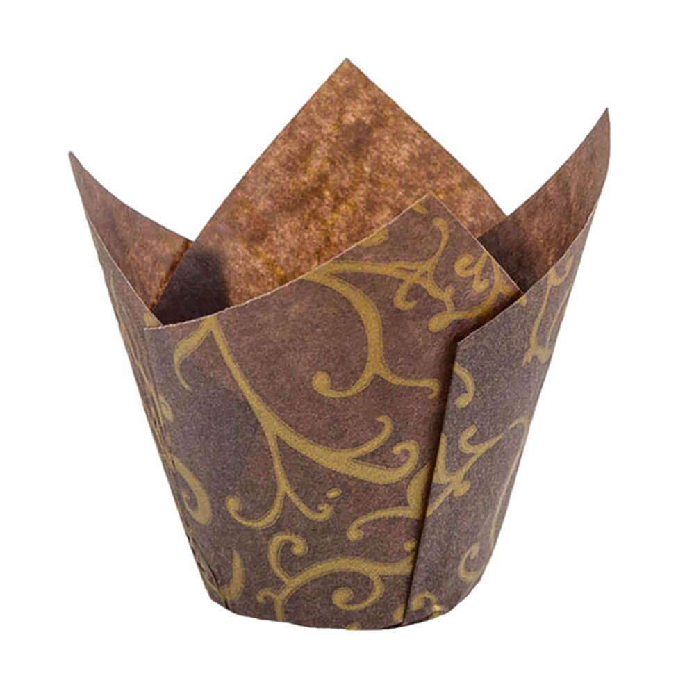 Baking Cup Brown Scroll Tulip 2000/Case