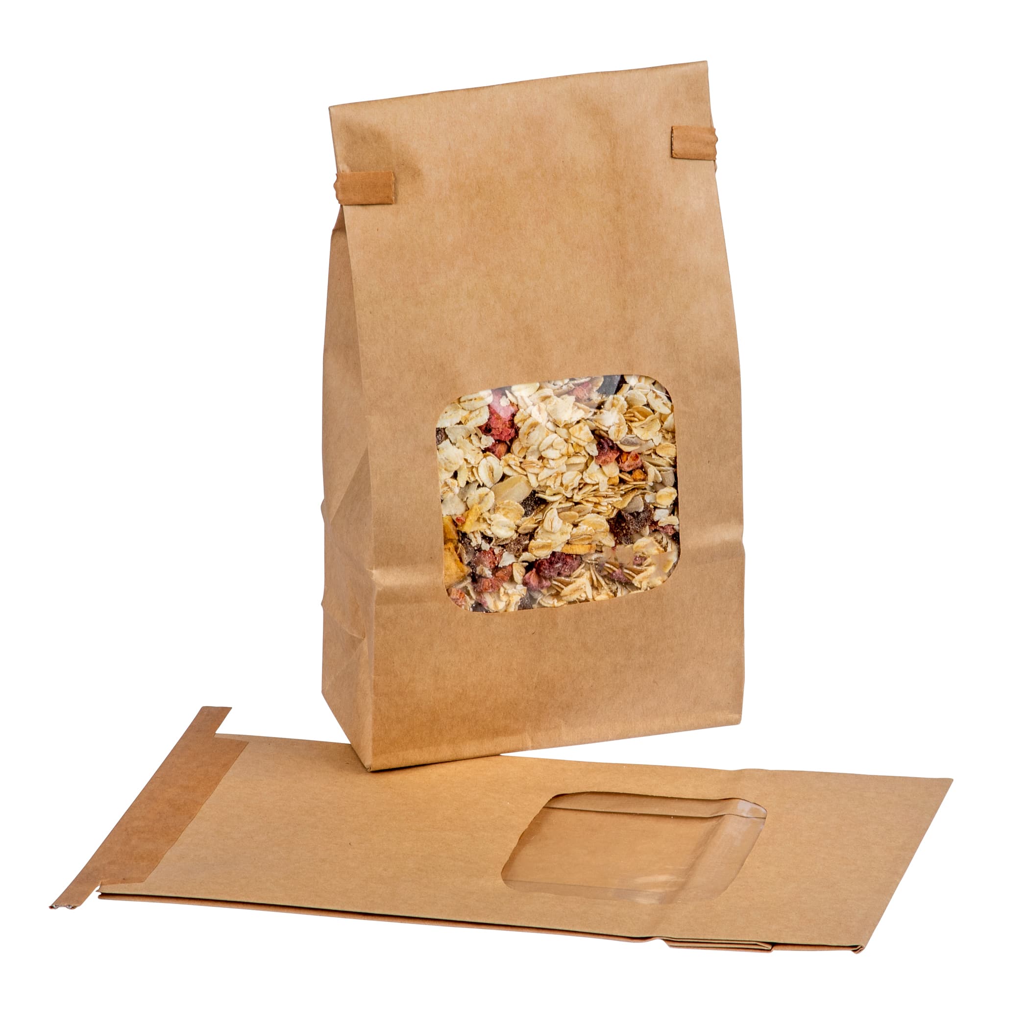 Coffee Bag 4.75X2.5X9.5 IN Paper Natural Plain With Tin Ties Closure With Window 1000/Case