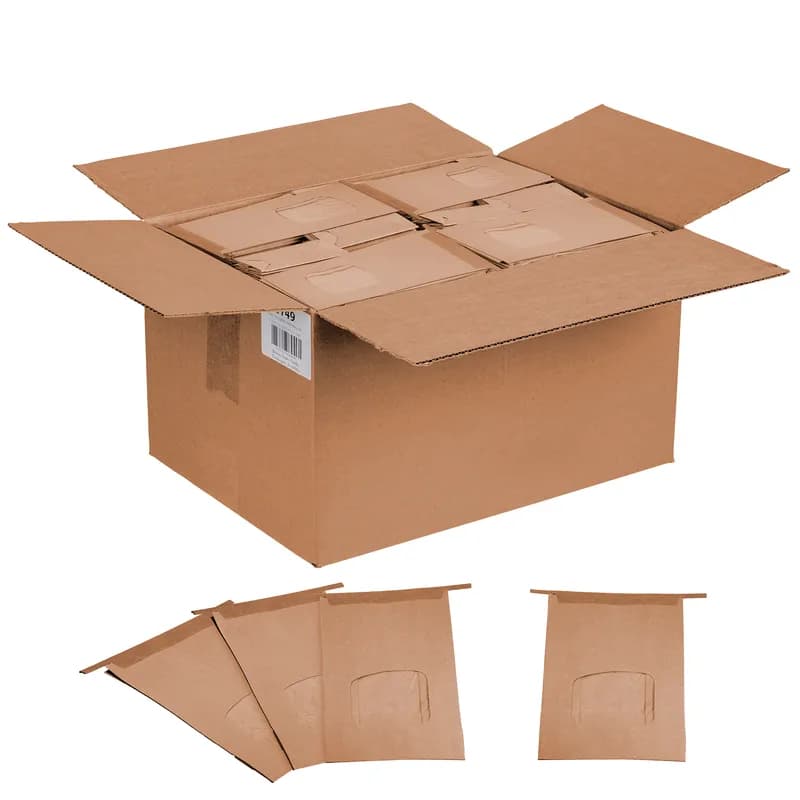 Coffee Bag 4.75X2.5X9.5 IN Paper Natural Plain With Tin Ties Closure With Window 1000/Case