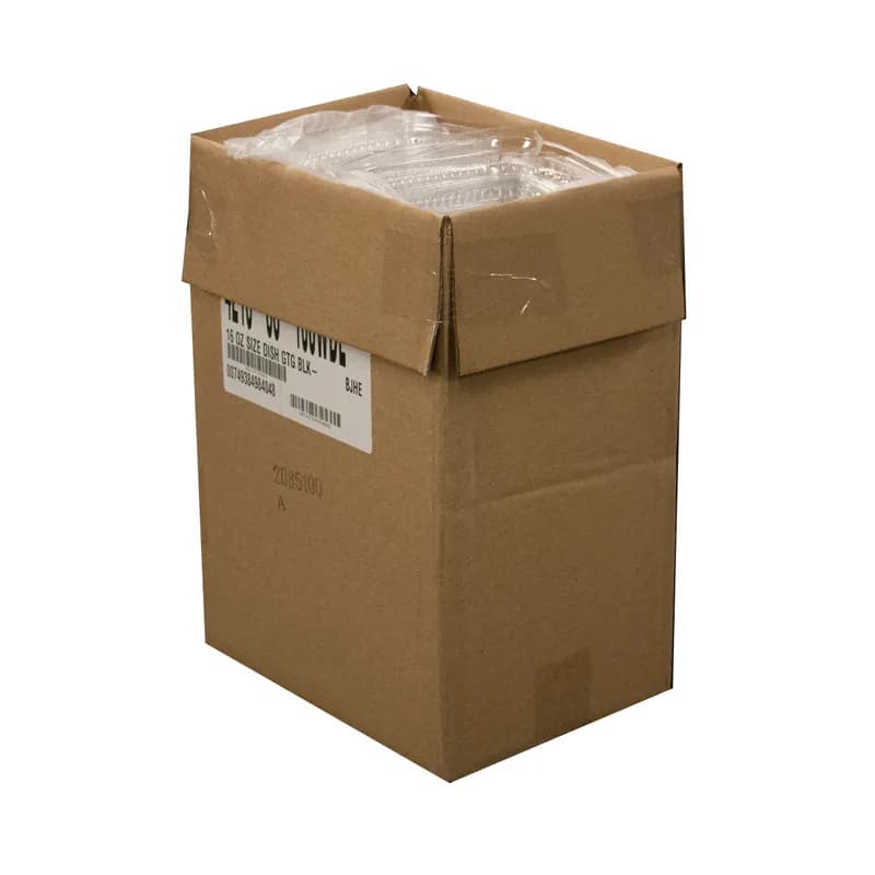 Gourmet-To-Go® Take-Out Container Base & Lid Combo Small (SM) 16 OZ Black Gold Oblong 100/Case