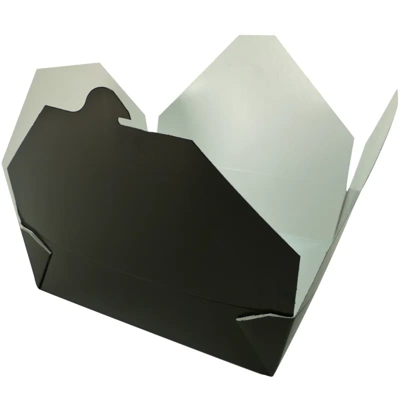 Bio-Pak® Take-Out Box Fold-Top 9.25X9.25 IN Paper Black Rectangle 1-Piece Cut Resistant Leak Resistant 140/Case