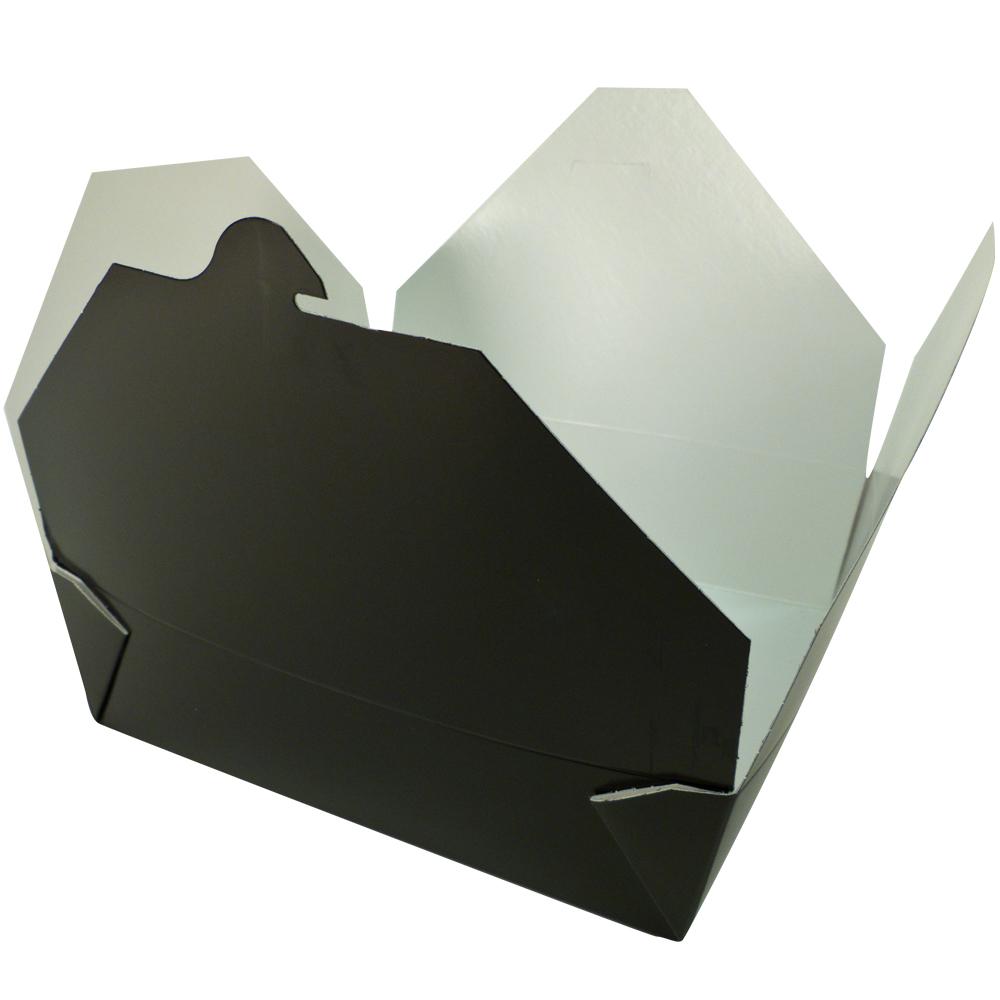 Bio-Pak® Take-Out Box Fold-Top 9.25X9.25 IN Paper Black Rectangle 1-Piece Cut Resistant Leak Resistant 140/Case