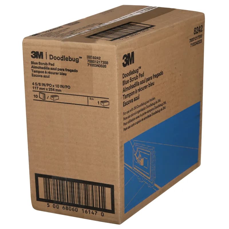 3M™ 8242 Scrubbing Pad 10X4.625 IN Medium Duty Blue Rectangle 10/Case