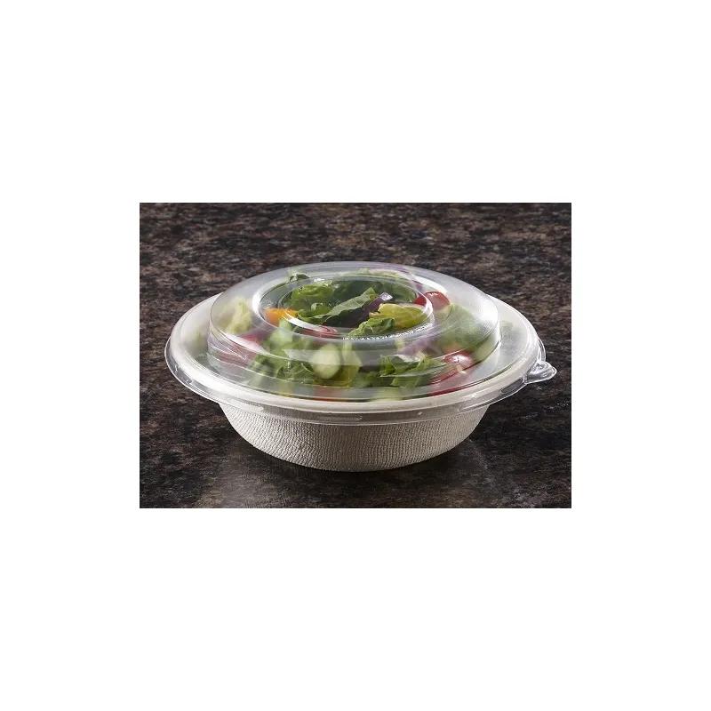 Lid High Dome 8.4X1.15 IN 1 Compartment PET Clear Round For 24-32-48 OZ Bowl Unhinged 300/Case