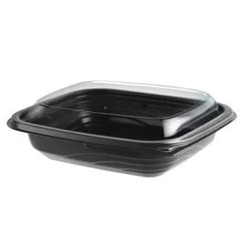 Cold Take-Out Container Base & Lid Combo With Dome Lid 12 OZ PET Black Clear Anti-Fog 201/Case