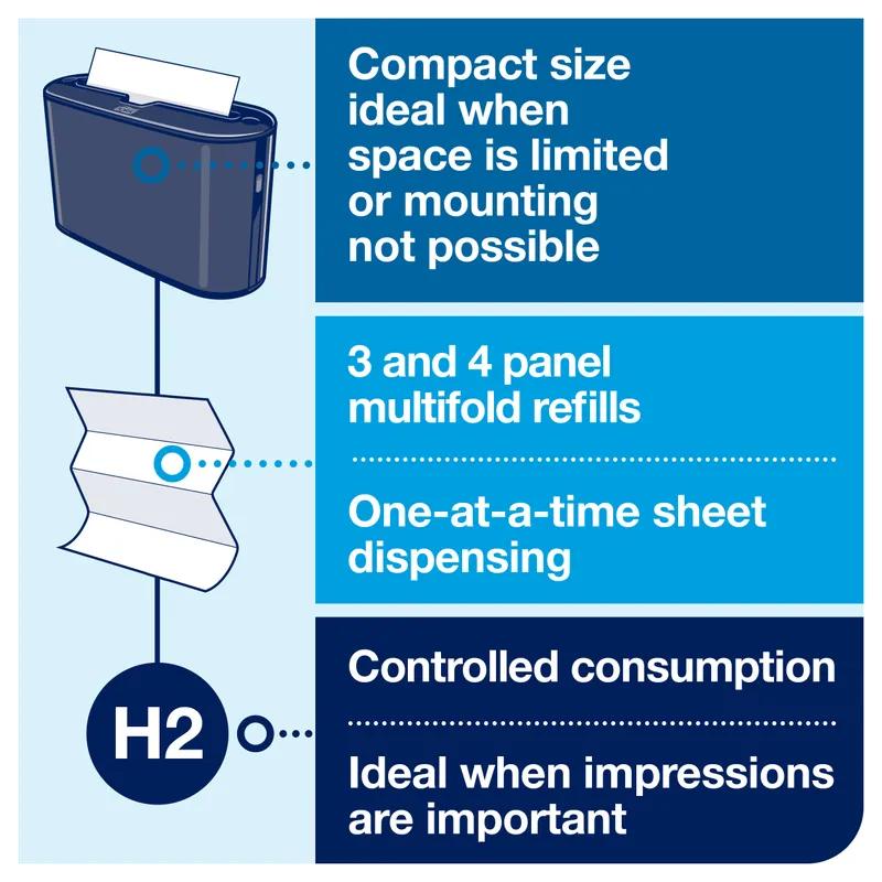 Tork Xpress Paper Towel Dispenser H23H2 4.56X12.68X7.92 IN Plastic Countertop Black Multifold Portable 1/Each