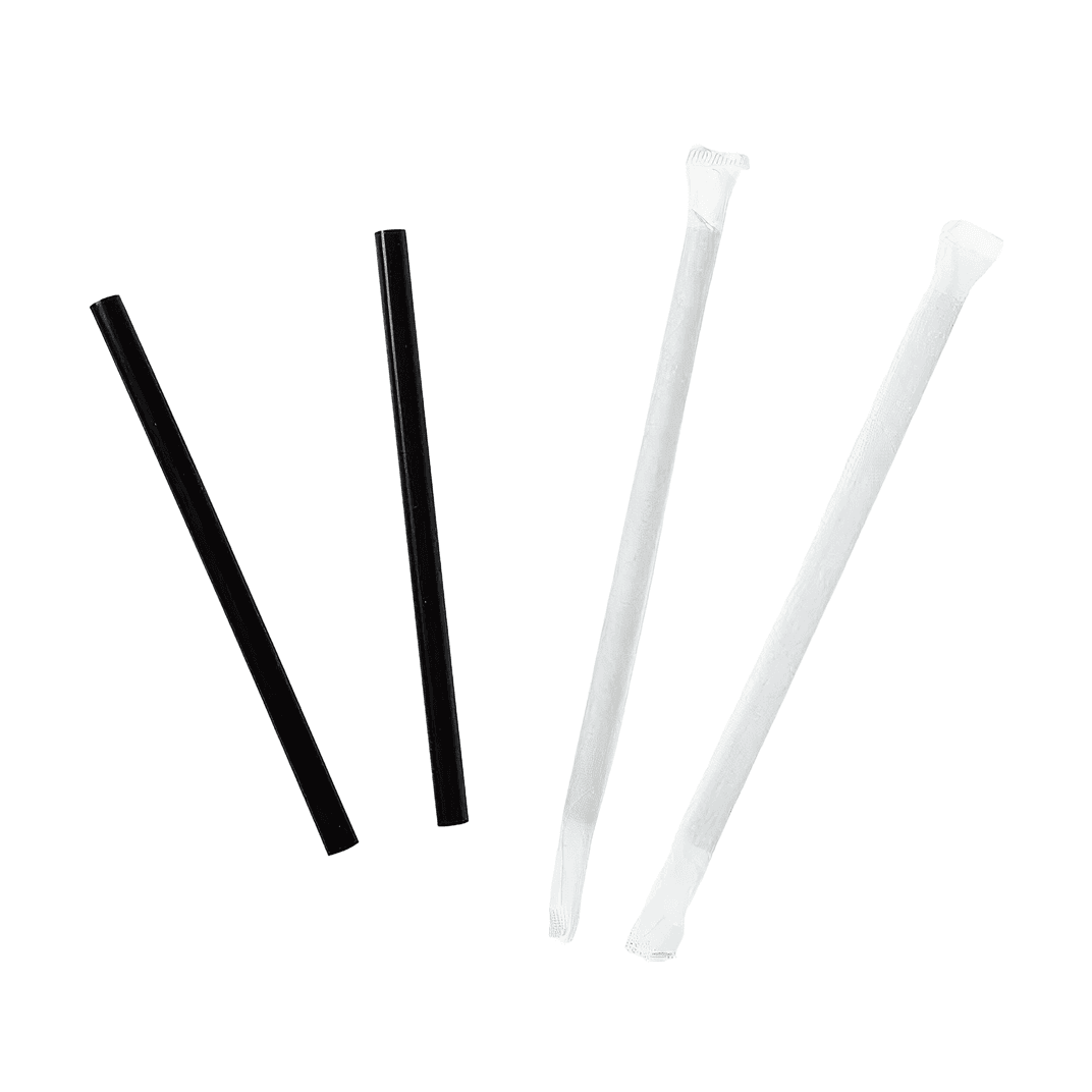 Straw 5.75 IN Plastic Black Wrapped 250 Count/Pack 10 Packs/Case 2500 Count/Case