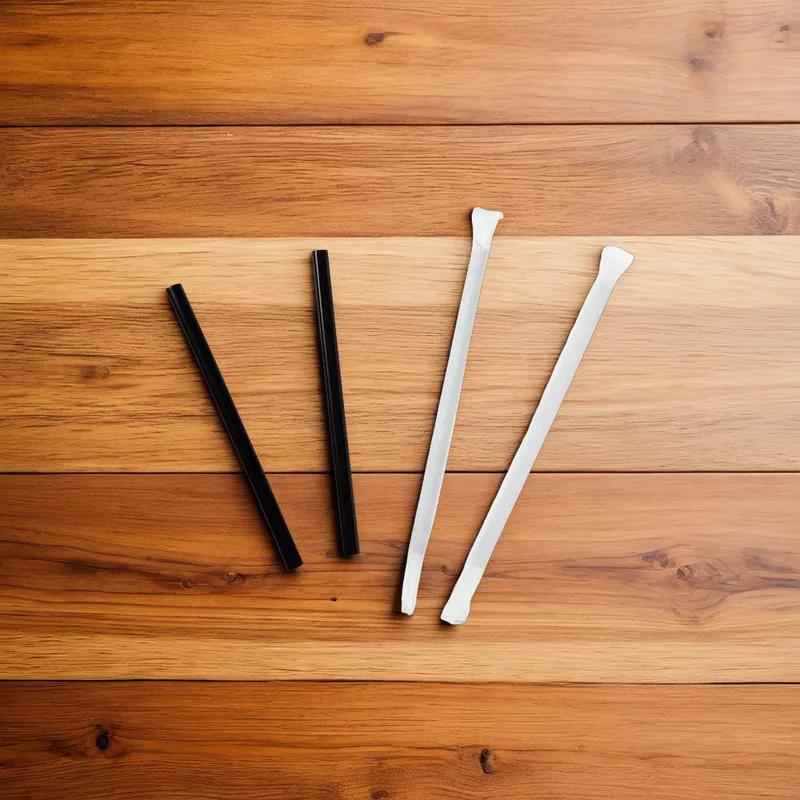 Straw 5.75 IN Plastic Black Wrapped 250 Count/Pack 10 Packs/Case 2500 Count/Case