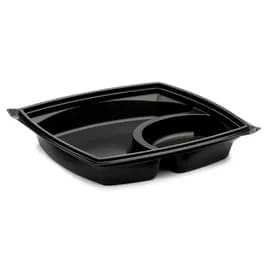 The BOTTLEBOX ® Take-Out Container Base 9X9X1.6 IN PP Black Square With Soup Compartment 400/Case