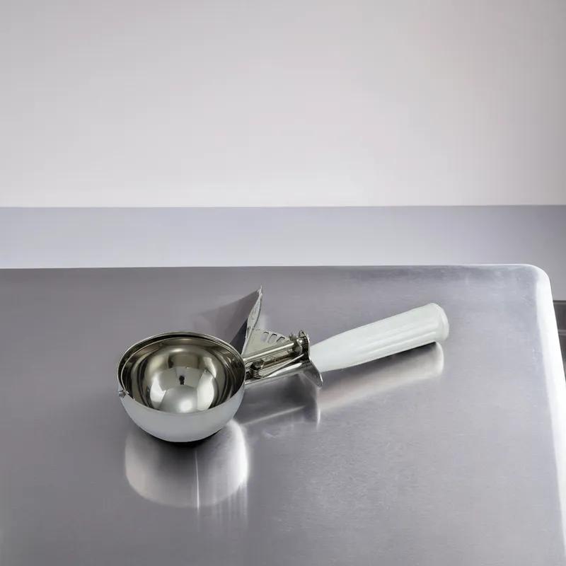 Ice Cream Disher Size 6 4.66 OZ 18/8 Stainless Steel White 1/Each