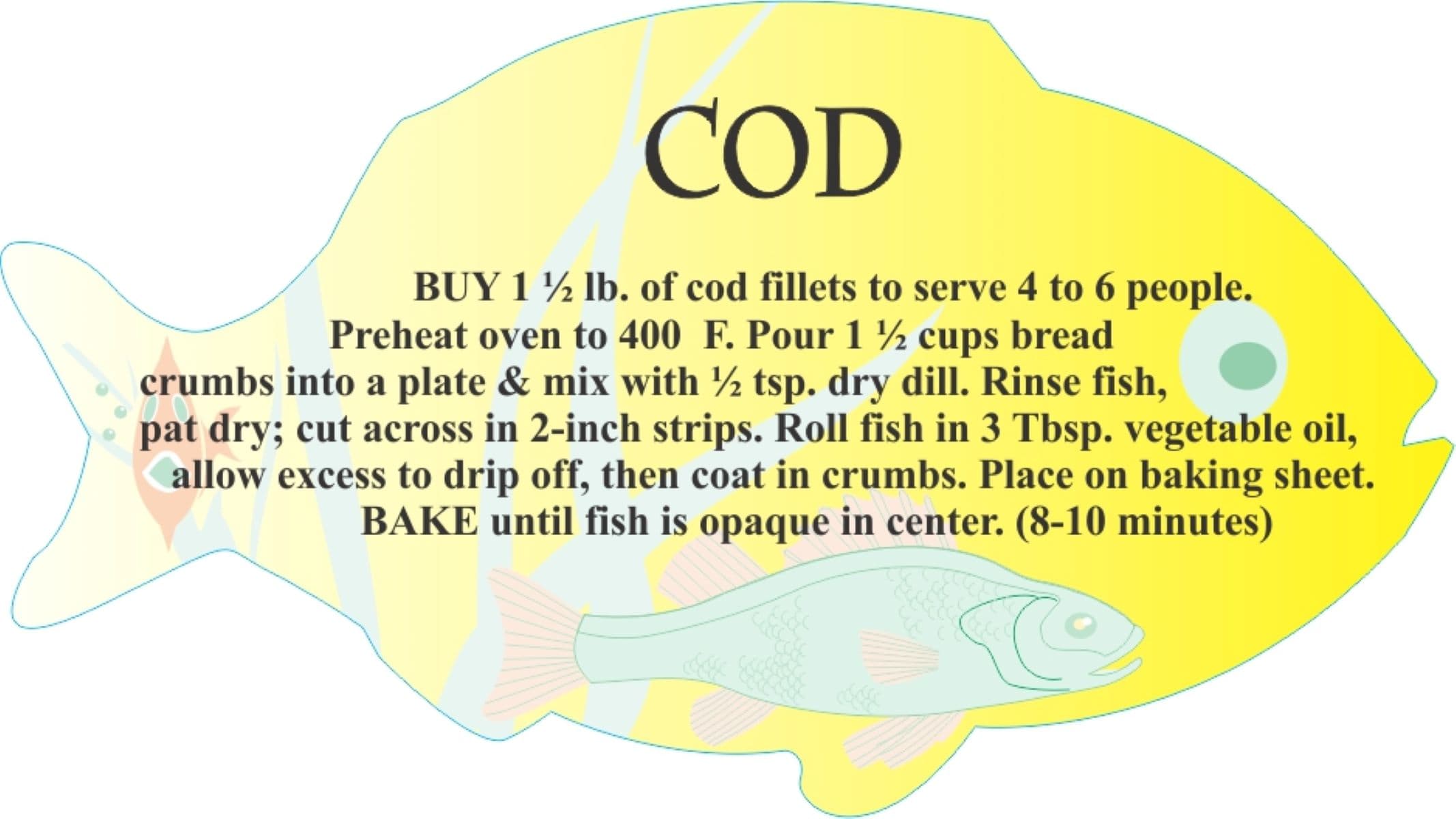 COD Meat Fish Recipe Label 1.75X3.125 IN Fish 4 Color Process 250 Count/Roll 12 Rolls/Case 3000 Count/Case