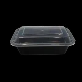 Take-Out Container Base & Lid Combo 24 OZ Plastic Black Clear Rectangle Deep 150/Case