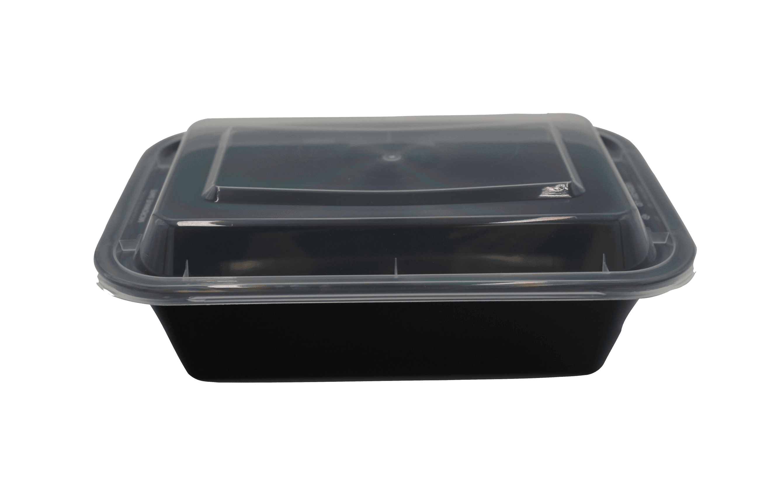 Take-Out Container Base & Lid Combo 24 OZ Plastic Black Clear Rectangle Deep 150/Case
