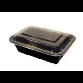 Take-Out Container Base & Lid Combo 24 OZ Plastic Black Clear Rectangle Deep 150/Case