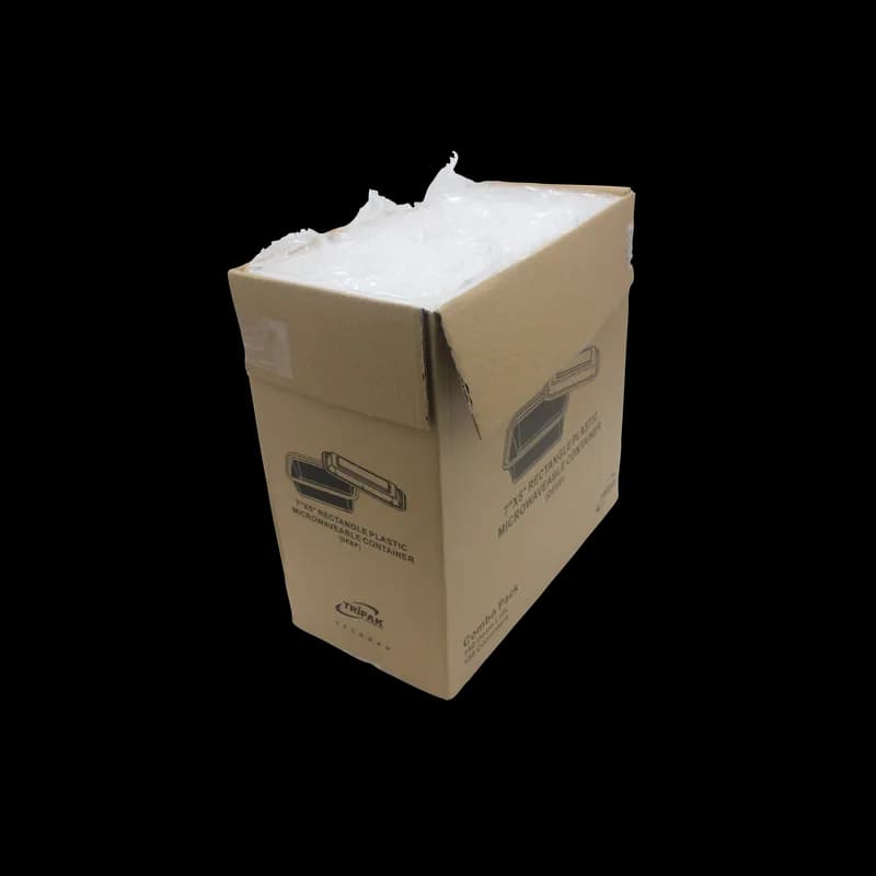 Take-Out Container Base & Lid Combo 24 OZ Plastic Black Clear Rectangle Deep 150/Case