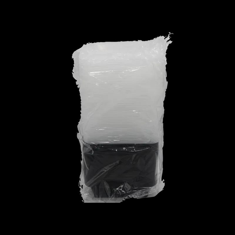 Take-Out Container Base & Lid Combo 24 OZ Plastic Black Clear Rectangle Deep 150/Case