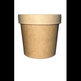 Soup Food Container Base & Lid Combo With Flat Lid 16 OZ Paper Kraft Round 250/Case