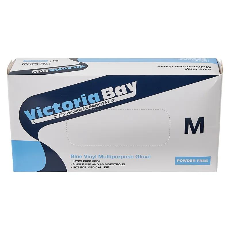Victoria Bay General Purpose Gloves Medium (MED) Blue Vinyl Disposable Powder-Free 100 Count/Pack 10 Packs/Case