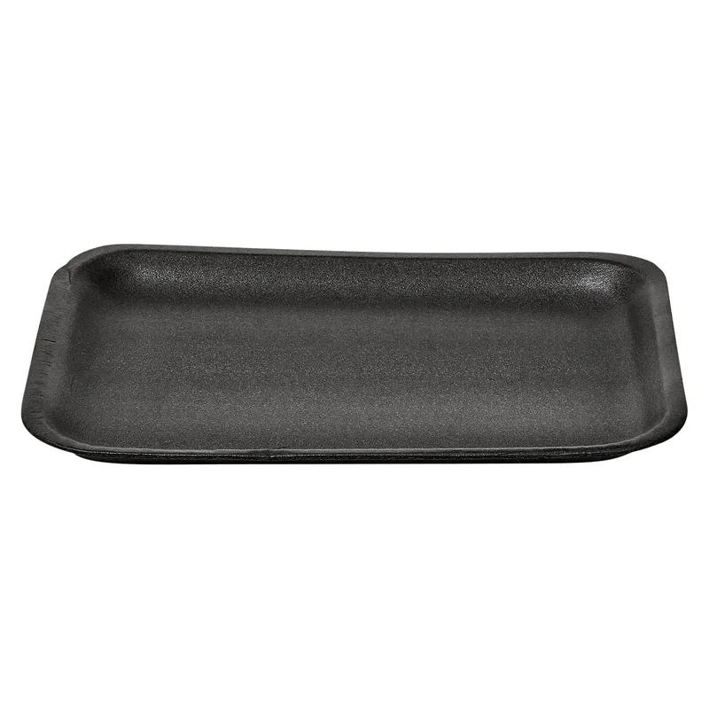 2S Meat Tray 5.75X8.25X0.63 IN Polystyrene Foam Black Rectangle 500/Case