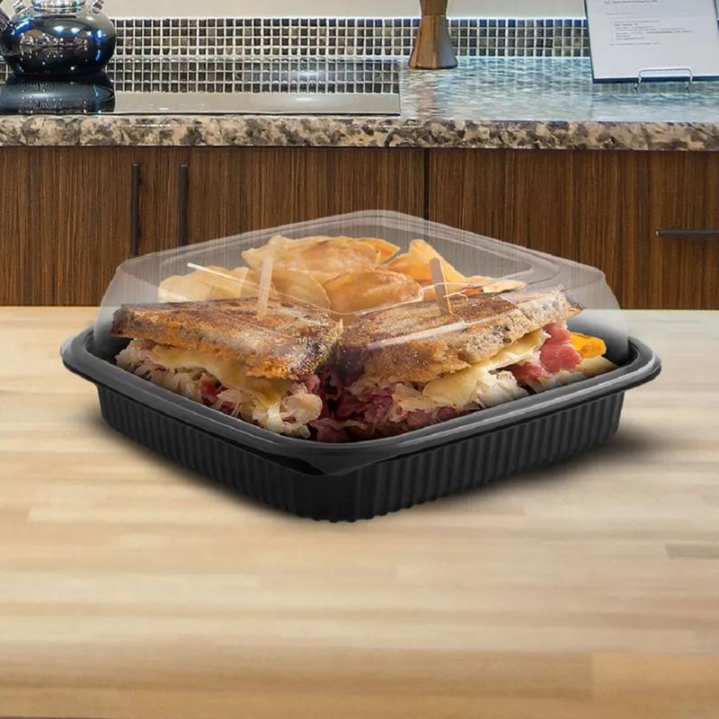 Culinary Squares® Take-Out Container Base PP Black Square Microwave Safe 300/Case