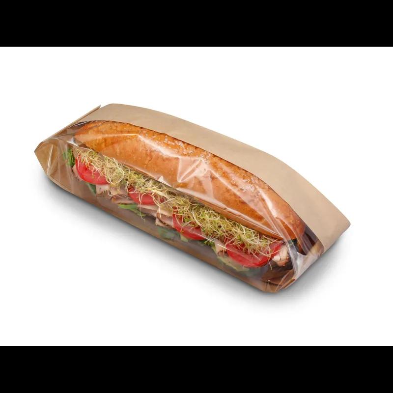 Bagcraft® Dubl View ToGo!® Half Baguette Bag 3.25X2X10.25 IN Wax Coated Paper PET Kraft With Window 500/Case