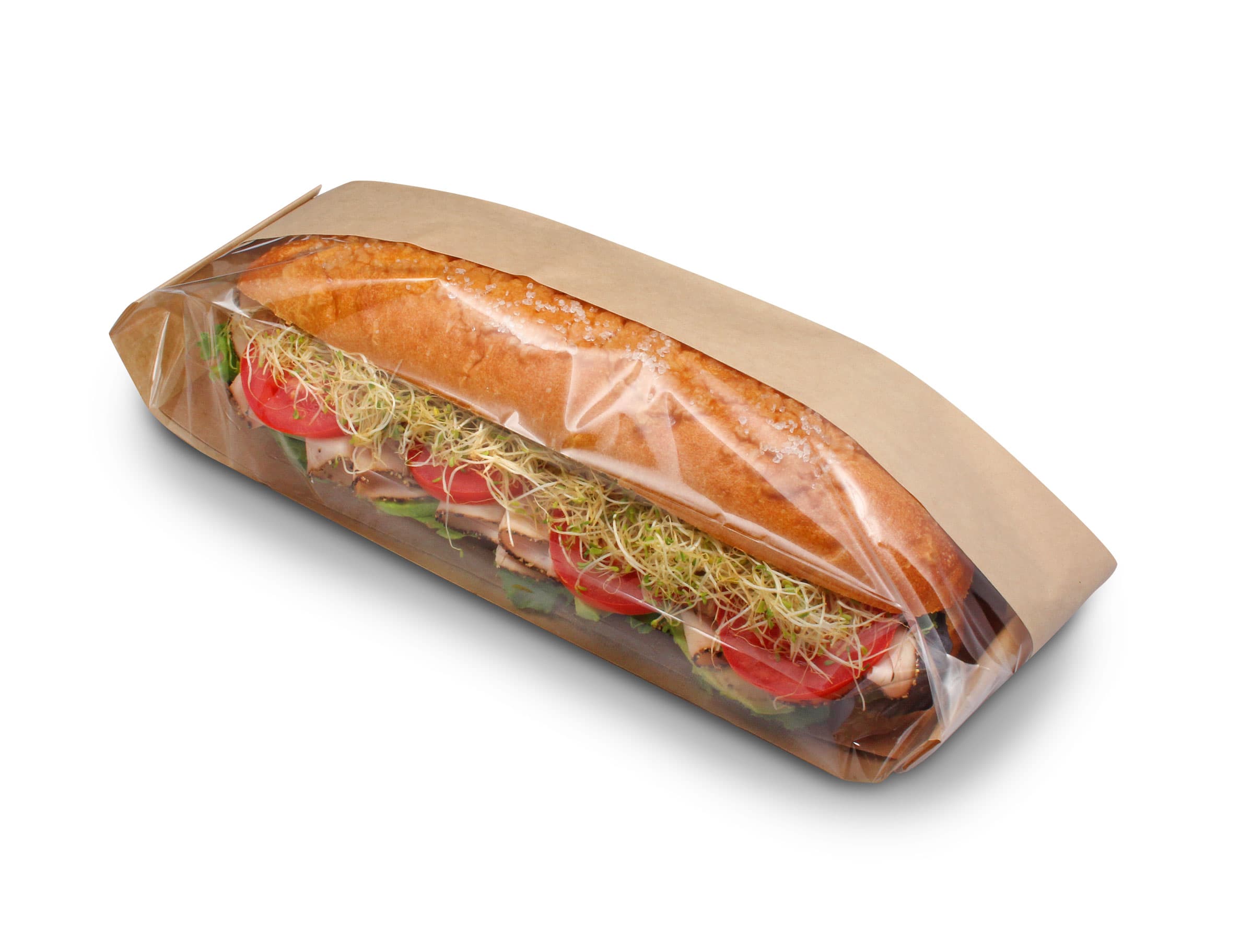 Bagcraft® Dubl View ToGo!® Half Baguette Bag 3.25X2X10.25 IN Wax Coated Paper PET Kraft With Window 500/Case