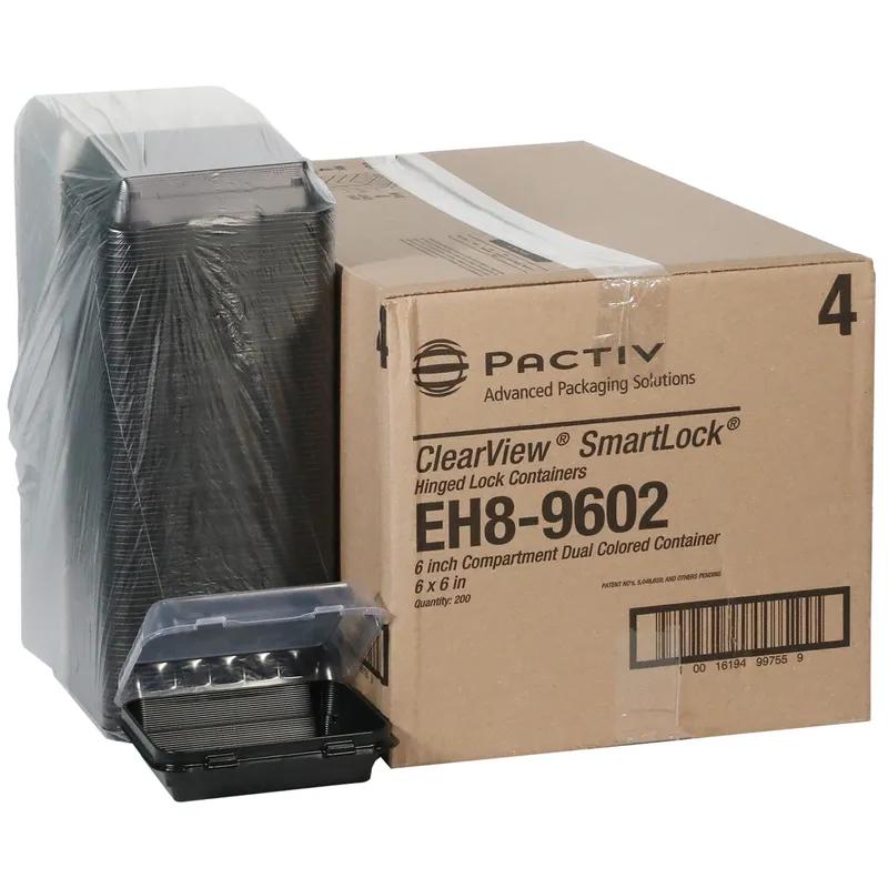 Snack Take-Out Container Hinged Small (SM) 5.9X6.3X2.25 IN OPS Black Clear 200/Case