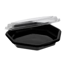 Take-Out Container Hinged 9.1X1.88 IN RPET Black Clear Octagon 150/Case