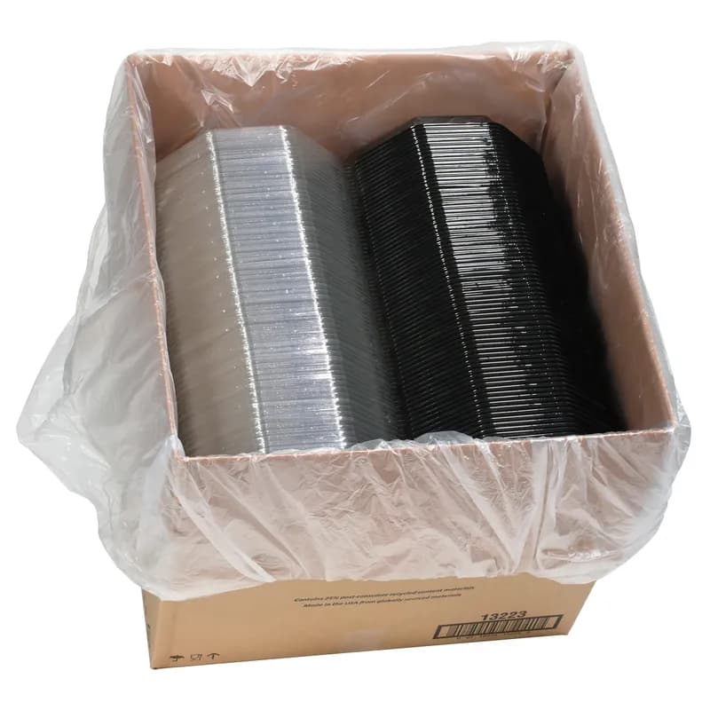 Take-Out Container Hinged 9.1X1.88 IN RPET Black Clear Octagon 150/Case