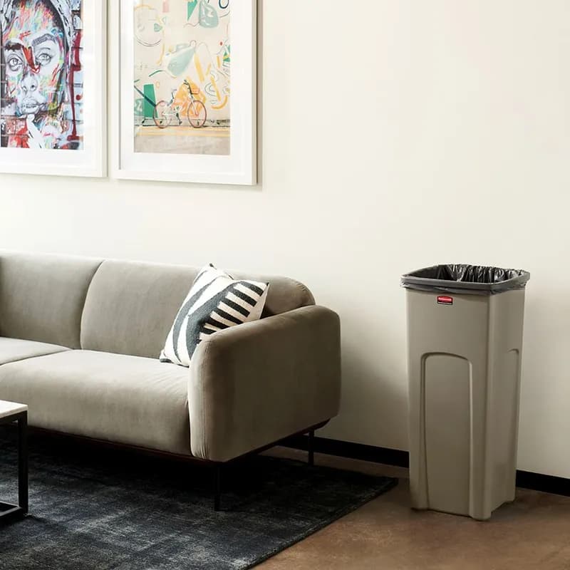 1-Stream Trash Can 16.5X15.5X30.9 IN 23 GAL 92 QT Beige Square Resin 1/Each