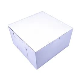 Cake Box 9X9X4 IN Clay-Coated Kraft Board White Kraft Square Lock Corner Tuck Top Without Window 200/Case