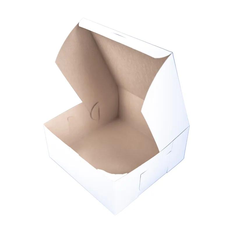 Cake Box 9X9X4 IN Clay-Coated Kraft Board White Kraft Square Lock Corner Tuck Top Without Window 200/Case
