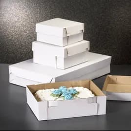 Bakery Box 19X14X6 IN Corrugated Paperboard White Kraft 32ECT 2 Piece 25/Bundle